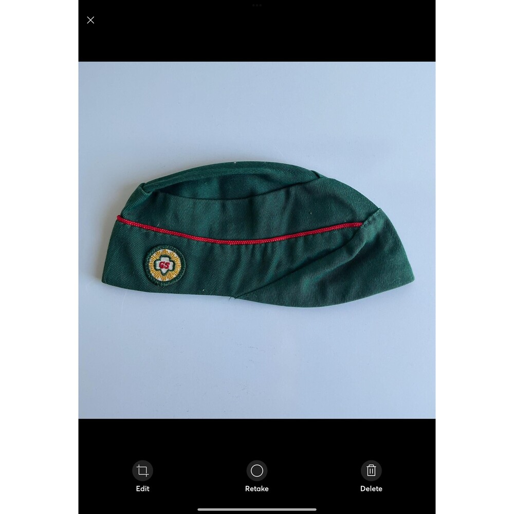 Vtg 1950s Girl Scouts Garrison Cap  Official Unif Hat + GS Patch  New York Label